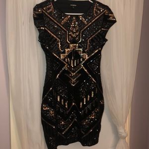 Black velvet sequin dress